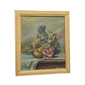 1927 Dutch Oil on Canvas Still Life Study “Fruit With Urn” Signed B. Jopps